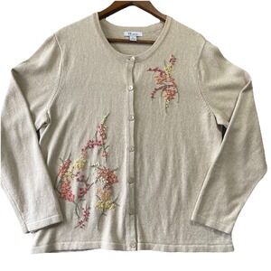 Tog Shop Floral Embroidery Button Front‎ Cardigan Womens Large Cabincore Grandma